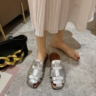 JINxCHOY SHOES Thời trang Dệt thoi Hollow Muller PU Da Phụ nữ Dép