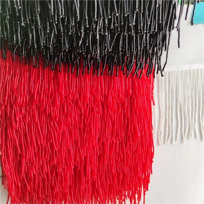 14CM Hạt Dây Đỏ Xanh Vàng Đen Sáng Bóng Hình Dạng Hạt Tua Rua Giả Pha Lê Khiêu Vũ Trang Phục Phụ Kiện Ren Mỗi Sân