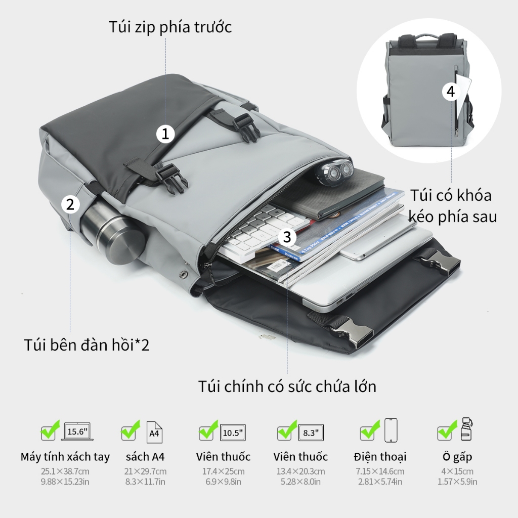 Ảnh Tigernu 9592 Ba Lô Du Lịch Sức Chứa Lớn 15.6 " Với Thiết Kế Màu Sắc Phù Hợp Xu Hướng 4