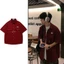 Tianlesiwei American Street College Style Áo Sơ Mi Đa Năng Mùa Hè Retro Waffle Hip-Hop Unisex Phong Cách Áo Sơ Mi Tay Ngắn
