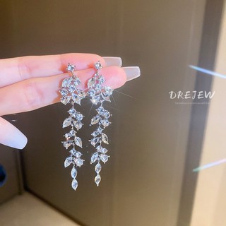 DREJEW Bạc 925 Đính Kim Cương Ngọc Trai Hình Học Tua Rua Bông Tai Âu Mỹ Phóng Đại Tính Khí Cao Cấp Bông Tai Hợp Thời Trang Cho Nữ Không Dị Ứng