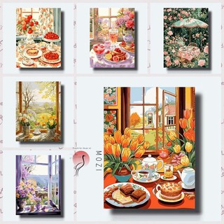 MOZI✨30 * 40cm / 40 * 50cm Người sành ăn hoa tulip tranh tô màu theo số tranh số hóa Nhà Hàng Lãng Mạn Tự Làm Tranh Sơn Dầu Kỹ Thuật Số Vẽ Tay Tranh Kỹ Thuật Số Tranh Làm Đầy Tranh Chữa Bệnh Quà Tặng Sinh Nhật Phòng Khách Thẩm Mỹ Tĩnh Tranh Phong Cảnh