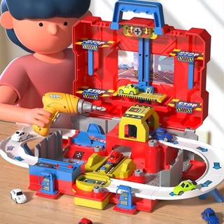 Đồ chơi kỹ thuật DIY dành cho trẻ em có thể tháo rời và biến dạng. Xe đồ chơi kỹ thuật đường đua có thể di động và có thể lưu trữ đồ chơi. Xe đua là đồ chơi xếp hình dành cho bé trai