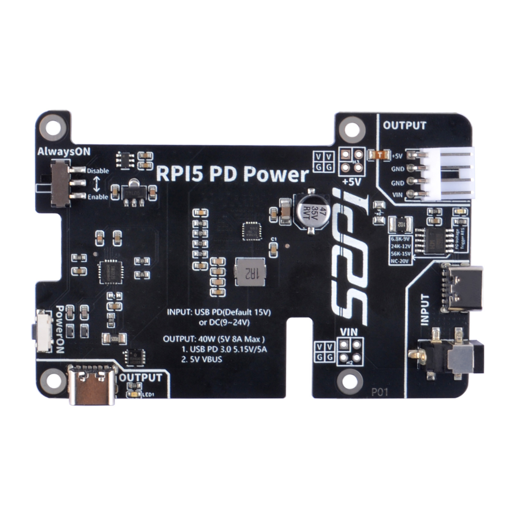 Bảng mở rộng nguồn 52Pi RPi 5 PD cho Raspberry Pi 5 với công tắc Always ...