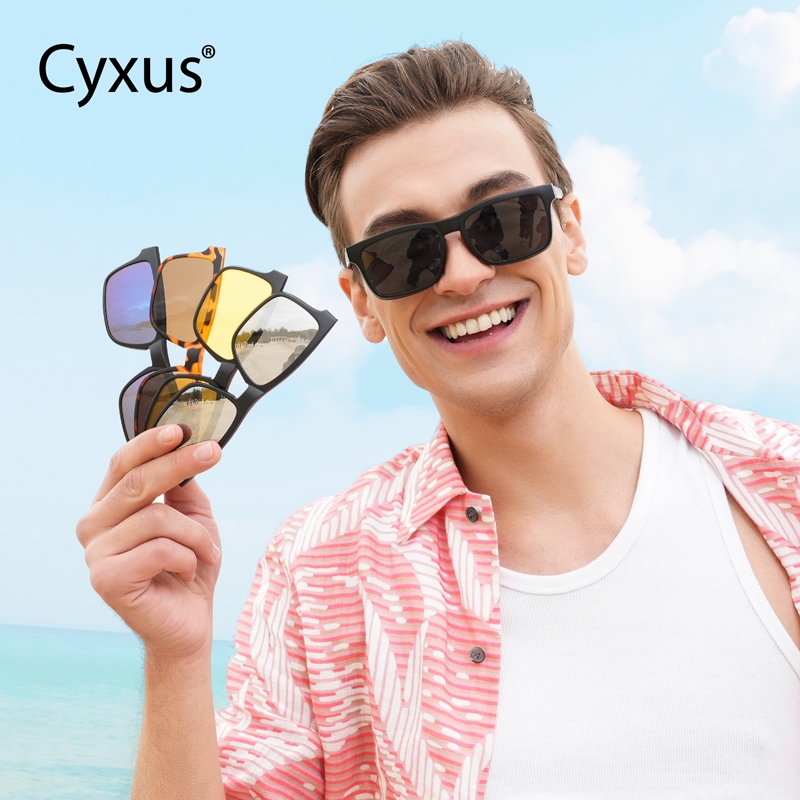 Cyxus Kính Đa Năng 5 Trong 1 Nam Châm Chống Ánh Sáng Xanh UV400 TR90 Siêu Nhẹ Lái Xe Đêm Hoạt Động Ngoài Trời 1202
