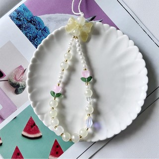 Dây buộc điện thoại di động hoa tulip, mặt dây chuyền cổ tay ngắn đính cườm, thích hợp cho điện thoại, móc khóa, vỏ tai nghe, đĩa U