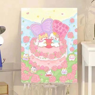 MOZI ✨30 * 40cm / 40 * 50cm Thế giới động vật nhỏ tranh tô màu theo số tranh số hóa tranh sơn dầu số hoá sơn acrylic Vườn Thế Giới Nhỏ Tranh Sơn Dầu Kỹ Thuật Số Dễ Thương Acrylic Tranh Tay Tranh Kỹ Thuật Số Tranh Trang Trí Nhà Cửa Phòng Bé Gái