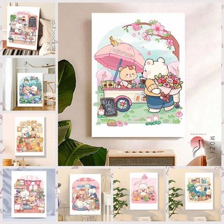 MOZI✨30 * 40cm / 40 * 50cm Xe buýt mùa xuân tranh tô màu theo số tranh số hóa tranh sơn dầu số hoá Hoạt Hình Số Gấu Tranh Sơn Dầu Tự Làm Vẽ Tay Tranh Tô Màu Tranh Làm Đầy Tranh Số Tranh Tranh Acrylic Trang Trí Sinh Nhật Vui Vẻ Sơn Dầu