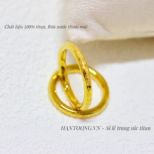 Nhẫn nữ làm bằng titan cao cấp không gỉ mạ vàng 24k khắc nhiều chữ phúc may mắn phong cách thời trang sang trọng