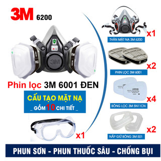 Mặt nạ khí 3m6200 Xịt sơn Mặt nạ chống bụi Xịt mặt nạ thuốc trừ sâu