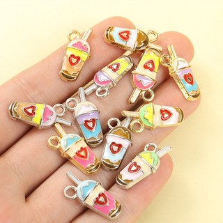 10 Chiếc Dễ Thương Đầy Màu Sắc Mini Kem Trà Sữa Men Quyến Rũ Vòng Tay DIY Vòng Cổ Bông Tai Móc Khóa Dây Xích Điện Thoại Sáng Tạo Đồ Uống Mùa Hè Mặt Dây Chuyền - Quà Tặng Vui Vẻ Thời Trang Cho Bạn Bè