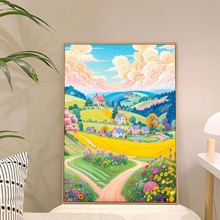 Mozi ✨30 * 40cm / 40 * 50cm Cầu Vồng Cổ Tích Câu Chuyện Thị Trấn Tranh Sơn Dầu Kỹ Thuật Số Tự Làm Vẽ Tay Tranh Acrylic Sơn Màu Tranh Làm Đầy Tranh Sơn Dầu Cao Cấp Trang Trí Tranh