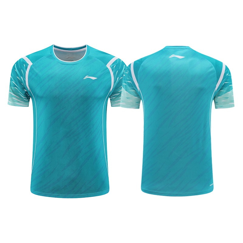 Bộ đồ cầu lông mới của Li Ning, áo thun ngắn tay thể thao nam và nữ, quần áo thể thao tập luyện thi đấu bóng chuyền và quần vợt nhanh khô và thoáng khí