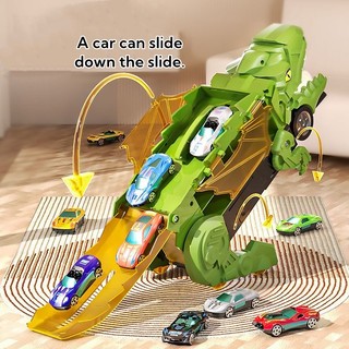 Trẻ Em Khủng Long Theo Dõi Đồ Chơi Ô Tô Bé Trai Xếp Hình Tyrannosaurus Rex Biến Hình Xe Hợp Kim Trượt Quán Tính Đồ Chơi Xe Hơi