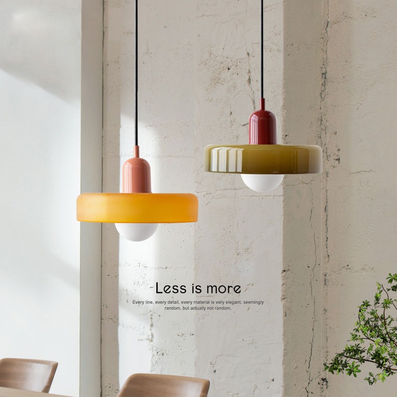 Bắc Âu Thẩm Mỹ Phòng Ăn Mặt Dây Chuyền Đèn Trần, Đèn Chùm Kính Nhiều Màu Sắc Led Retro, Phòng Ngủ Phòng Khách Cafe Đèn Treo Trang Trí