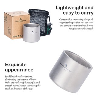 Boundless Voyage Titanium 75ml Cốc Hai Tường Cà Phê Trà Cốc Ba Lô Nhẹ Di Động Cắm Trại Nóng Lạnh Nước Uống