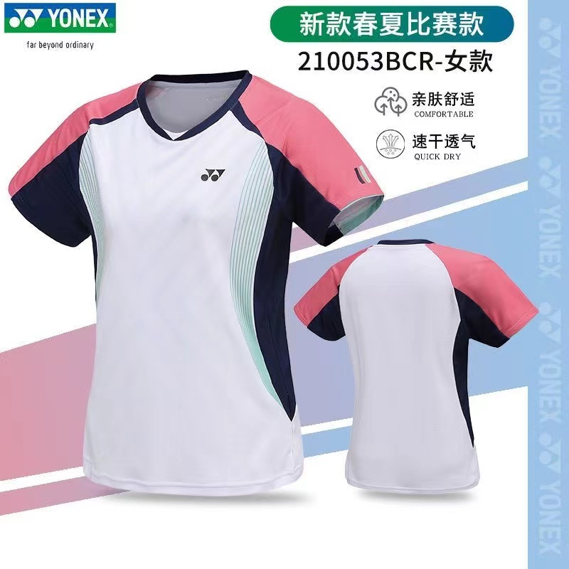 Áo cầu lông YONEX mới, áo thi đấu nhanh khô và thoáng khí unisex, áo thể thao ngắn tay thoải mái và thân thiện với da