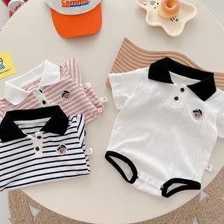 Bé Trai Áo Liền Quần Quần Áo Toddle Bé Gái Mùa Hè Thời Trang Hàn Quốc Tay Ngắn Jumpsuit Jumper Onesie