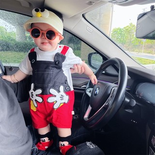 Áo liền quần bé trai Disney Mickey hoạt hình cotton cho bé 0-24 tháng