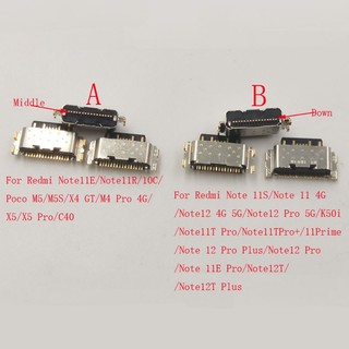 10-50 Chiếc Sạc USB Cổng Sạc Dock Cổng Kết Nối Cắm Cho Xiaomi Redmi 11E 11R 10C Note11S Note 11 4G Note12T 12 Note12 Pro Note11 11T Plus 12T K50i Poco X4 GT M5 M5S M4 X5 C40