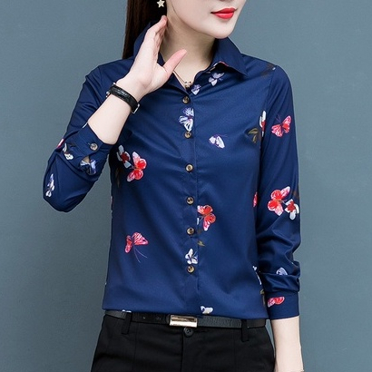 Áo Sơ Mi Nữ Tay Dài Daisy Crop Plus Size Top Văn Phòng Trang Trọng Áo
