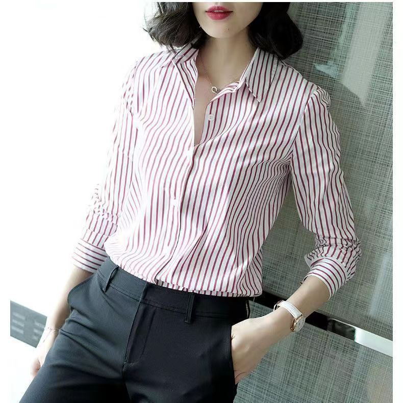 Áo Sơ Mi Tay Dài Kẻ Sọc Thời Trang Công Sở Thanh Lịch Cho Nữ
