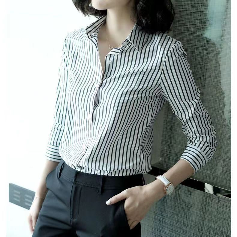 Áo Sơ Mi Tay Dài Kẻ Sọc Thời Trang Công Sở Thanh Lịch Cho Nữ