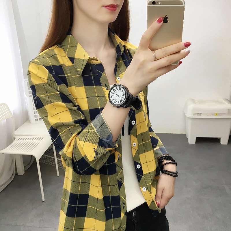 Áo Sơ Mi Nữ Dài Tay Cổ Bẻ Sọc Caro Nhiều Màu size s-5xl