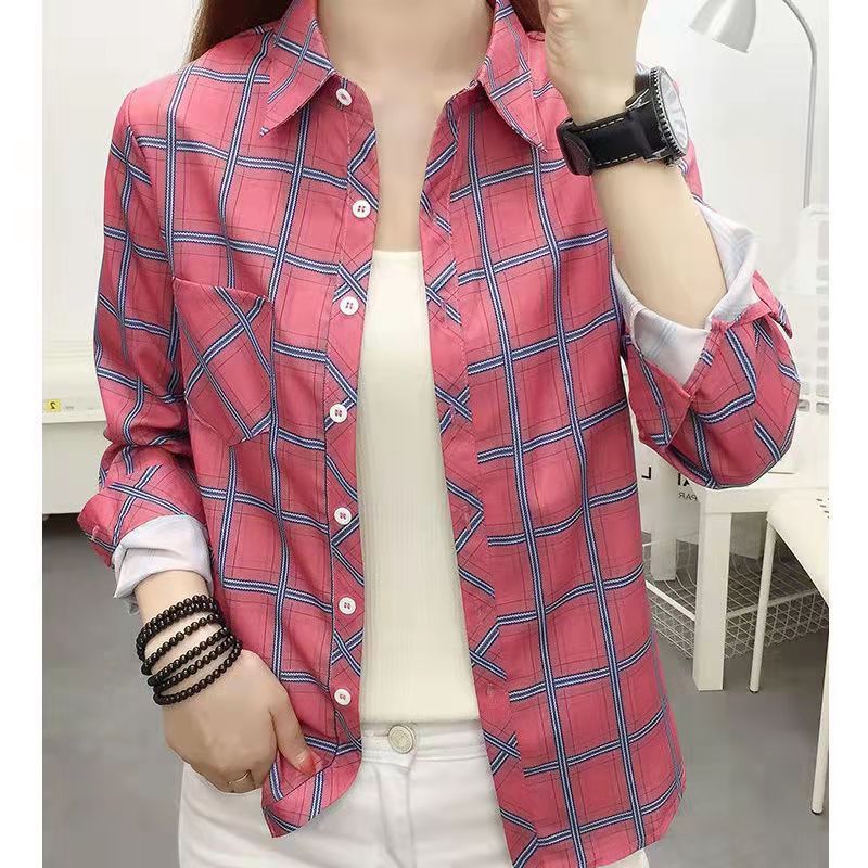 Áo Sơ Mi Nữ Dài Tay Cổ Bẻ Sọc Caro Nhiều Màu size s-5xl