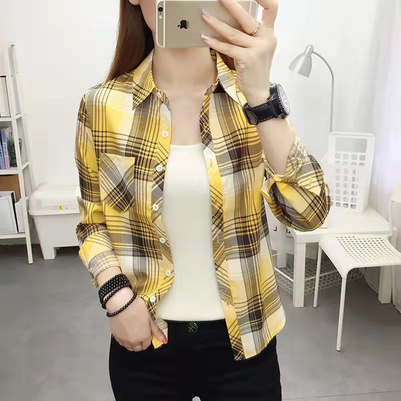 Áo Sơ Mi Nữ Dài Tay Cổ Bẻ Sọc Caro Nhiều Màu size s-5xl