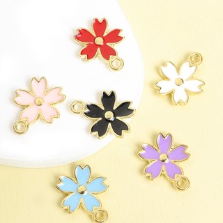 10 Chiếc Ngọt Ngào Hình Sakura Men Nhỏ Giọt Dầu Quyến Rũ Cho DIY Hợp Thời Trang Vòng Cổ Vòng Tay Bông Tai Phụ Kiện Tóc Dây Xích Điện Thoại Và Bất kỳ Đồ Trang Trí Khác Mặt Dây Hoa Năm Cánh Nhiều Màu Sắc