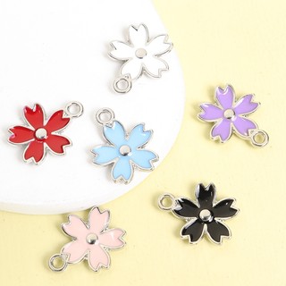 10 Chiếc Ngọt Ngào Hình Sakura Men Nhỏ Giọt Dầu Quyến Rũ Cho DIY Hợp Thời Trang Vòng Cổ Vòng Tay Bông Tai Phụ Kiện Tóc Dây Xích Điện Thoại Và Bất kỳ Đồ Trang Trí Khác Mặt Dây Hoa Năm Cánh Nhiều Màu Sắc