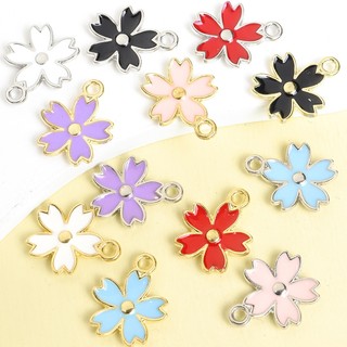 10 Chiếc Ngọt Ngào Hình Sakura Men Nhỏ Giọt Dầu Quyến Rũ Cho DIY Hợp Thời Trang Vòng Cổ Vòng Tay Bông Tai Phụ Kiện Tóc Dây Xích Điện Thoại Và Bất kỳ Đồ Trang Trí Khác Mặt Dây Hoa Năm Cánh Nhiều Màu Sắc