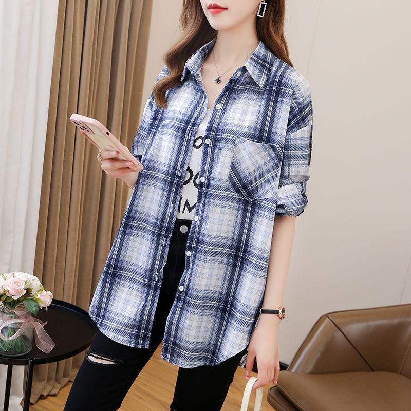 Áo Sơ Mi Kẻ Sọc Đỏ Vàng Nữ Tay Dài Áo Sơ Mi Nữ Đáy Top