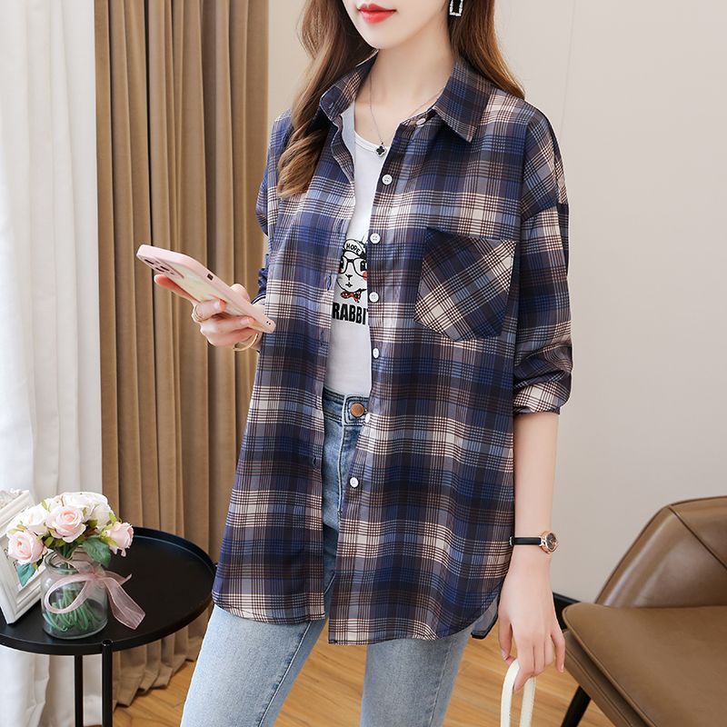 Áo Sơ Mi Kẻ Sọc Đỏ Vàng Nữ Tay Dài Áo Sơ Mi Nữ Đáy Top