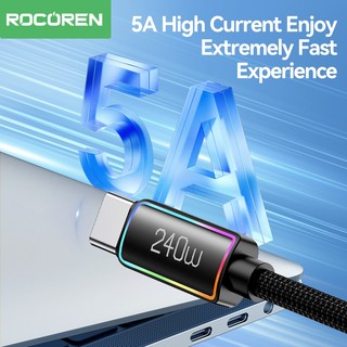 Rocoren 240W USB C Cáp PD 100W 60W Cáp Sạc Nhanh Cho iPhone Samsung USB C Dây Cho Điện Thoại Laptop 1m 2m 3m