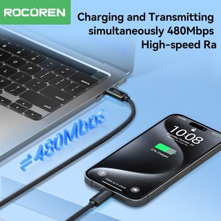 Rocoren 240W USB C Cáp PD 100W 60W Cáp Sạc Nhanh Cho iPhone Samsung USB C Dây Cho Điện Thoại Laptop 1m 2m 3m