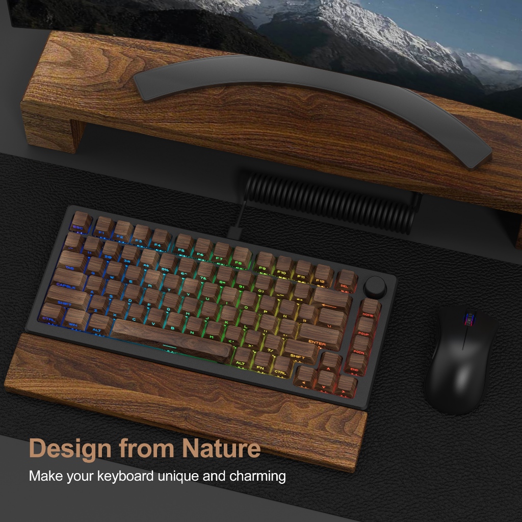 136 Phím Màu Nâu Họa Tiết Gỗ Keycaps Bên In Bóng Qua PBT Keycap Cherry Profile Dye-sub Key Cap Cho Cherry MX Switch Cơ Game Thủ Bàn Phím | BigBuy360 - bigbuy360.vn