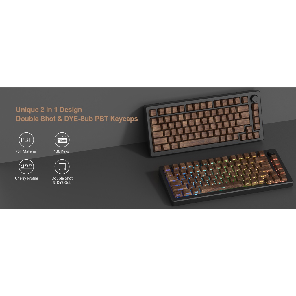 136 Phím Màu Nâu Họa Tiết Gỗ Keycaps Bên In Bóng Qua PBT Keycap Cherry Profile Dye-sub Key Cap Cho Cherry MX Switch Cơ Game Thủ Bàn Phím | BigBuy360 - bigbuy360.vn