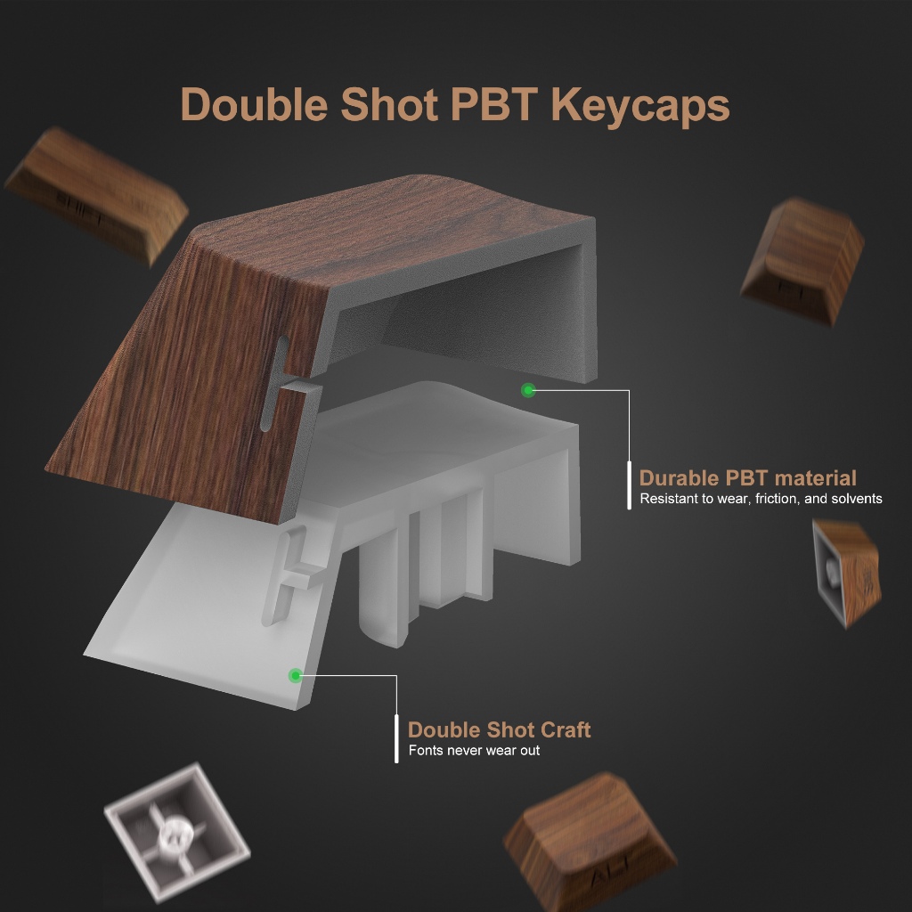 136 Phím Màu Nâu Họa Tiết Gỗ Keycaps Bên In Bóng Qua PBT Keycap Cherry Profile Dye-sub Key Cap Cho Cherry MX Switch Cơ Game Thủ Bàn Phím | BigBuy360 - bigbuy360.vn