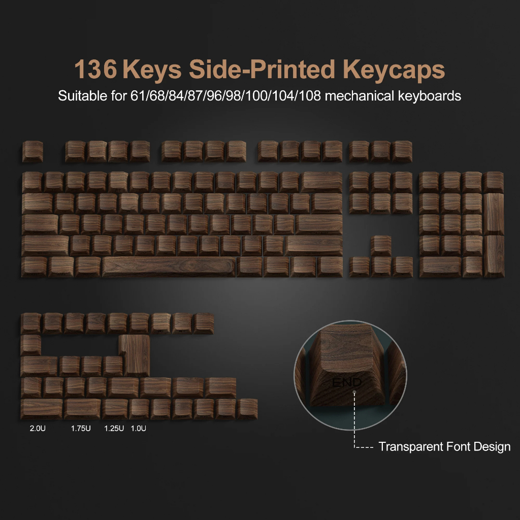 136 Phím Màu Nâu Họa Tiết Gỗ Keycaps Bên In Bóng Qua PBT Keycap Cherry Profile Dye-sub Key Cap Cho Cherry MX Switch Cơ Game Thủ Bàn Phím | BigBuy360 - bigbuy360.vn