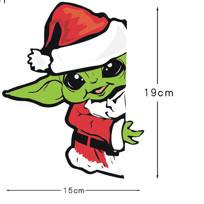 Hl Scratches trên cửa sổ phía sau kính và nhãn dán ô tô chặn miếng dán trang trí xe hơi chống thấm nước Yoda Baby Mandalorian