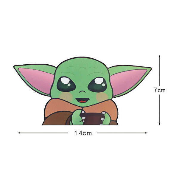 Hl Scratches trên cửa sổ phía sau kính và nhãn dán ô tô chặn miếng dán trang trí xe hơi chống thấm nước Yoda Baby Mandalorian