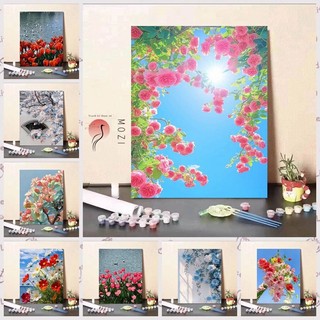 MOZI✨30 * 40cm / 40 * 50cm hoa tulip tranh tô màu theo số tranh số hóa tranh sơn dầu số hoá sơn acrylic  Tranh tô số hoá Seaside Tulip Digital Oil Painting diy Handmade Painting Coloring Painting Filling Painting Hand Painting Acrylic Painting
