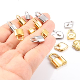 Mặt dây chuyền khóa nhỏ được đánh bóng bằng thép không gỉ Phụ kiện DIY Vàng Mặt dây chuyền trái tim