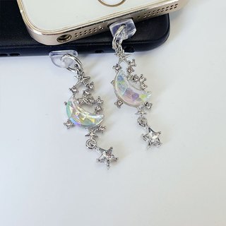 Điện thoại di động Phích cắm chống bụi màu tự làm Diamond Moon Star Charm