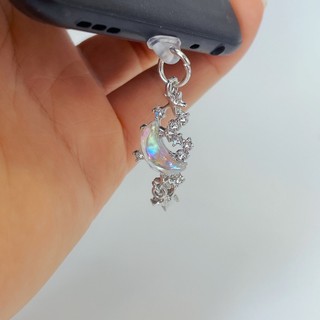 Điện thoại di động Phích cắm chống bụi màu tự làm Diamond Moon Star Charm