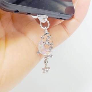 Điện thoại di động Phích cắm chống bụi màu tự làm Diamond Moon Star Charm