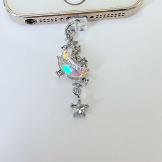 Điện thoại di động Phích cắm chống bụi màu tự làm Diamond Moon Star Charm