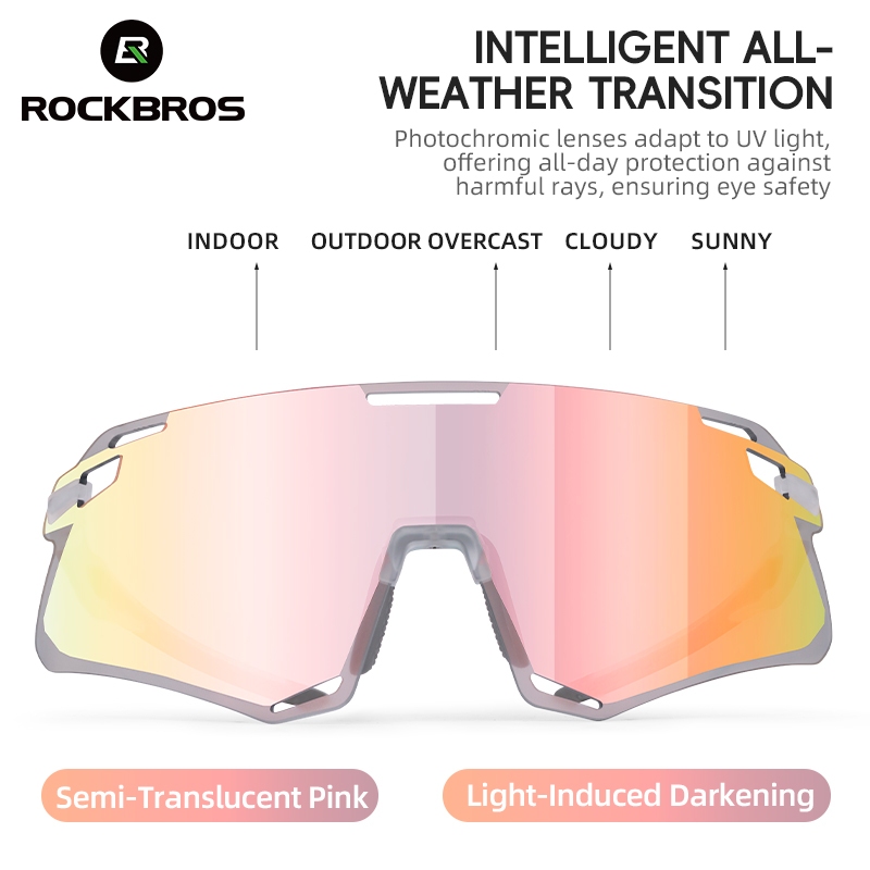 ROCKBROS Kính đạp xe không viền kính râm đổi màu dành cho xe đạp MTB và đường chống gió thể thao cho nam và nữ